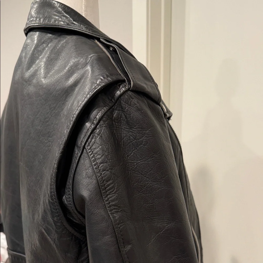 Vintage Excelled Leather Motorcycle Jacket Sz 44 80s 90s Biker Moto Heavyweight